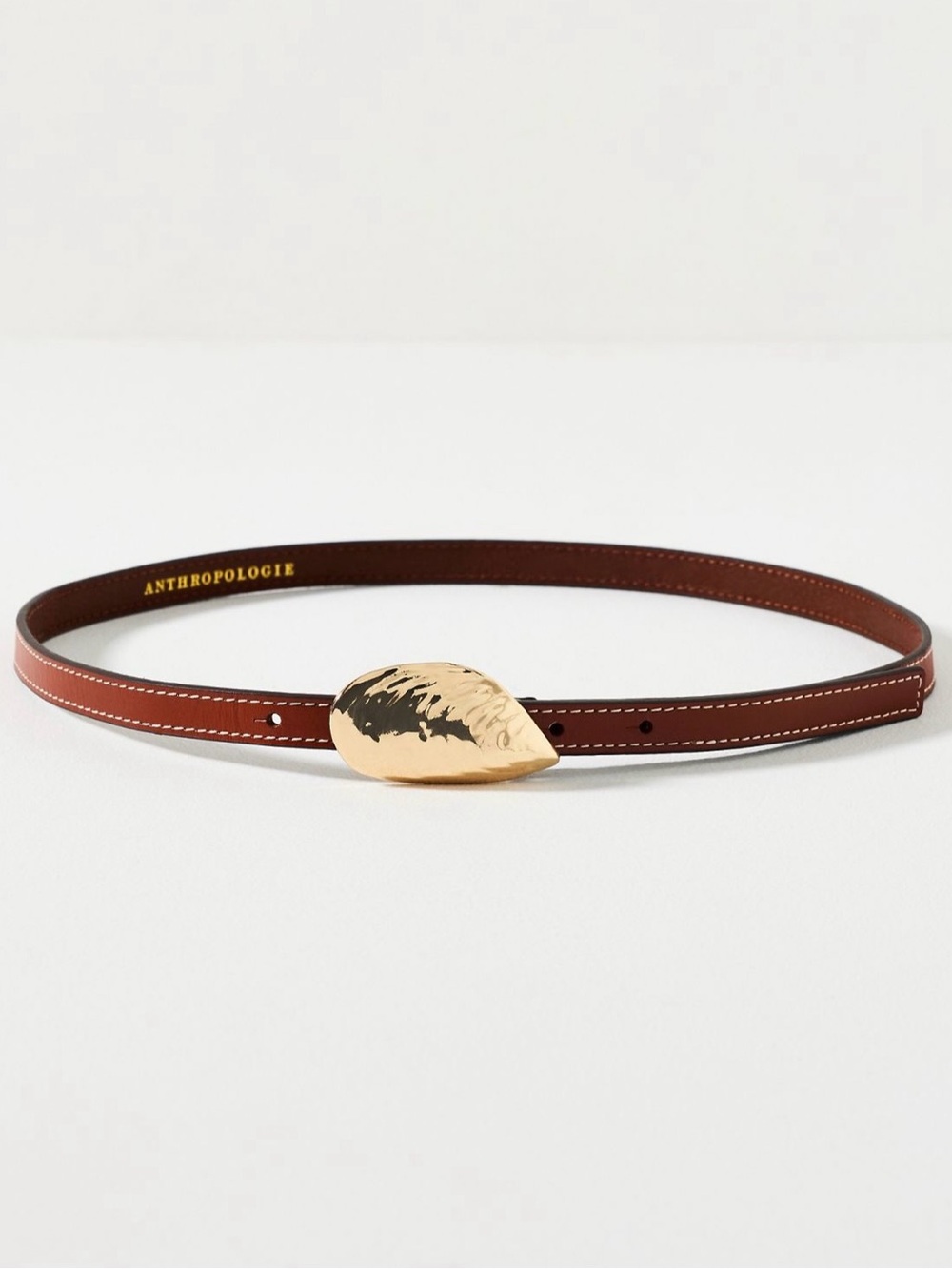 Anthropologie Skinny Shell Hardware Leather Belt Size Large 39”
